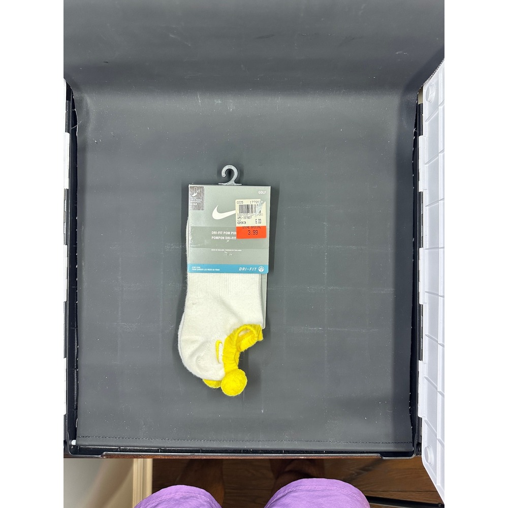 NWT Nike Golf Dri-FIT Pom Pom Socks Womens White Yellow New